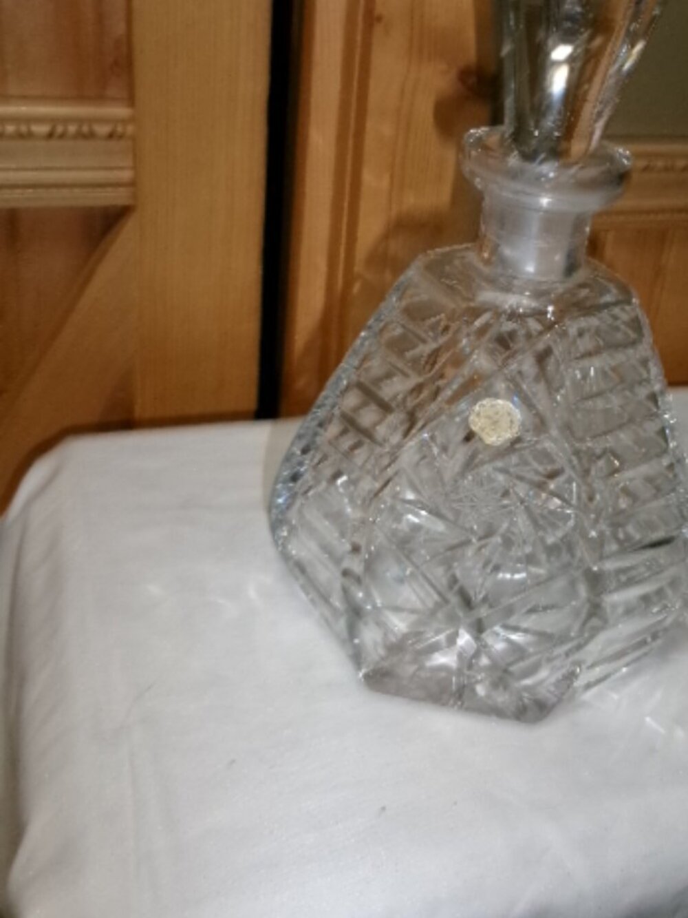 Vtg MCM Marshall Fields Hand Cut crystal west Germany Octagon shape decanter - Picture 3 of 9